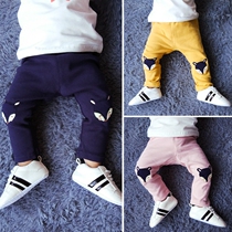 Fashion embroidery patch baby pants spring and autumn thick baby Haren pants childrens casual trousers boys and girls