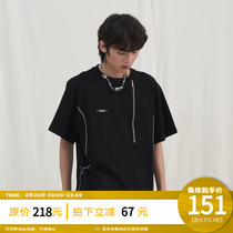 PCLP zipped cannons glued board short sleeves Summer national tide card trendy loose round collar half sleeve t-shirt