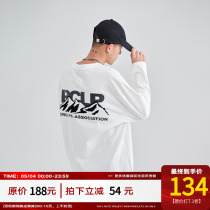 PCLP Xueshan LOGO printed long sleeve national tide card white loose autumn pure cotton T-shirt man