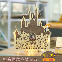 Castle Wood signature board book sign-in Tree Table book wedding ceremony birthday birthday annual meeting fingerprint tree love wood chip layout