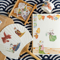 Mu dyed Hanfu Meow series and paper sticker bag creative Tang cat small object decoration Handbook stickers 40 pieces 4