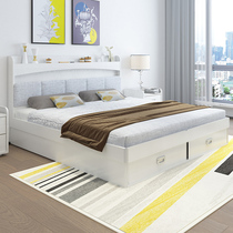 Board bed 1 8m Modern simple Nordic double bed Home bedroom small apartment Tatami high box storage wedding bed