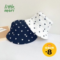 Japanese literature and art wild classic black and white cartoon childrens fisherman hat spring and summer sunshade sunscreen basin hat Western style