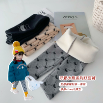 Fall in love with girls Girl Beats Bottom Pants Plus Suede Thickened New Baby Winter Clothing Children Warm Cartoon Little Bear Long Pants