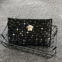 Mens handbag genuine leather meadusa mens soft cow leather letters enveloping youth casual hands with bag individuality hand grabbing bag mens bag