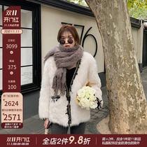 CC fur Ribbon Little Fragrance Spain imported Tuscan fur one small incense style coat women