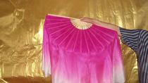 Silk dance fan Gradient color show color Sea school Yangge fan Long fan Dance fan Double-sided ink fan