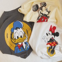2021 Summer small children half sleeve child short sleeve T-shirt male and female Tong Tang old duck cartoon printed Korean version blouse