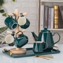 Light luxury afternoon tea Tea set Coffee set Ceramic set Household living room heat-resistant cup kettle with tray Tea set