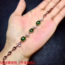s925 silver bracelet empty support three oval 4*65*76*87*98*10 simple and beautiful jade Jade Jasper