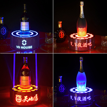 LED new stainless steel bar seat laser wine base cocktail wine tray champagne shelf ornaments display stand