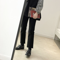 Xiaoxijia) Close your eyes and enter the Korean version of loose elastic all-match nine-point pants elastic jeans micro-trumpet straight pants female