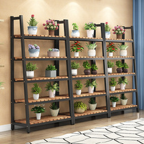 Flower rack Balcony multi-layer flower rack Floor-to-ceiling indoor potted plant rack Fleshy green dill flower rack Wooden flower rack shelf