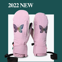 Professional ski touch screen gloves veneer double boarder stuffy winter thickened laser reflective men and women warm waterproof wind