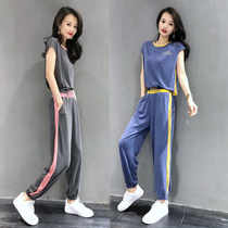 European sports suit women summer 2021 New European fashion foreign style loose color color short sleeve casual two-piece set