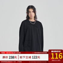 PCLP deconstructed the hair side grabbing Mao Wei clothing country tide card Spring and autumn sleeve head loose long sleeve man