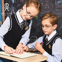 Eaton Gide school uniform navy blue V-collar vest boys and girls cotton wool vest 09b101