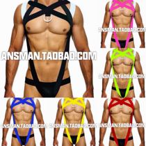 ds nightclub dj mens gogo costume fluorescent elastic strap jacket one-piece hollow strap chest strap stage Sports