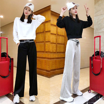 Early spring fashionable wide leg pants set women spring and autumn clothes 2021 New European fashion foreign temperament thin two-piece set