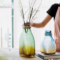 European simple ornaments hydroponic frosted glass small vase transparent water breeding simulation fake flower living room table flower arrangement