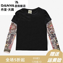 Spring and summer break Two floral arms tattooed T-shirts 2022 long sleeves with trendy blouses to hit the bottom of the new dress cool sunscreen