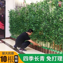 Green leaf bamboo screen simulation bamboo interior decoration fake bamboo green plant background wall modern simple bonsai Outdoor