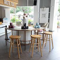 Nordic bar counter chair solid wood high stool simple seat