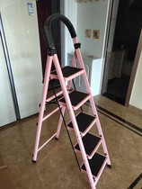 Man word ladder Home with wheel with armrest movable wood Ladder Wooden Stairs Foldable Prop Ladder Climb High Stairs