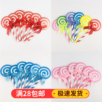 Cartoon Stick Candy Birthday Cake Decoration Plugin Baked Goods Plug-in Net Red Sweet Table Decoration