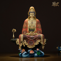 Copper Master all-copper ornaments Guanyin Guanyin (painted medium) bronze crafts Buddha statues