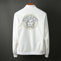 Hong Kong autumn and winter mens 2021 new mens casual embroidery jacket European and American style handsome plus velvet slim coat