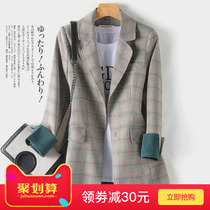 Plaid small suit jacket womens 2021 new Korean temperament loose fashion casual net red spring and autumn top suit