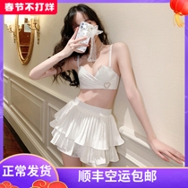 Sexy underwear summer thin female small chest gathered girl pure desire wind no steel ring anti-sagging V bra set