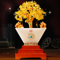 Yellow Crystal Hair Treasure Tree Swing Piece Treasure Gathering Treasure Basin Living-room Office Wine Cabinet Decorations Qiao relocating Opening gifts