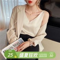 Silk sling Vest Womens inner suit white beauty back sleeveless loose loose outside wear sexy coat tide