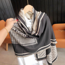 Korean version of the houndstooth letter splicing imitation cashmere scarf female autumn and winter temperament all-match bib and shawl dual-use