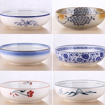 Soup Bowl Large Size Home Ceramics Large Code Green Flower Porcelain Bowl Creative Fish Basin Water Cooking Fish Bowl Large Bowl Oversized Soup Basin Stew