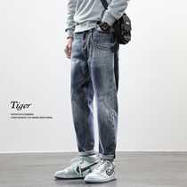 Jeans Mens spring autumn style Tide Cards Loose Straight Barrel 2022 Spring New Casual 90% Pants Harun Long Pants