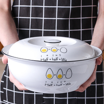 Thai nostalgia pot soup basin creative ceramic large soup bowl with lid 1 5L Chinese household stew bowl tableware 210