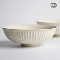 Chinese Zen frosted handmade coarse pottery salad bowl Large noodle bowl Jingdezhen coarse pottery bowl handmade coarse pottery tableware