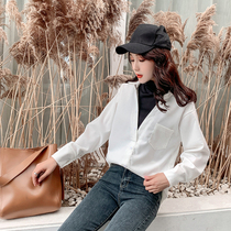 Shirt female design sense niche Korean version 2021 Spring and Autumn New Joker Fake Two Shirt Light Covered Top