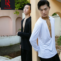 Summer Saladin dance suit mens top Professional modern dance practice suit Ballroom dance training suit Summer new DS107