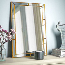 Simple modern golden bathroom mirror neoclassical fireplace porch mirror bedroom vanity mirror Square Meal side mirror living room mirror