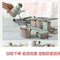 Japanese and Korean cuisine tableware Ceramic seasoning salt jar Seasoning Economic strong sauce vinegar oil bottle Seasoning box Seasoning box