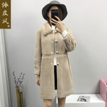 Wool fur sheep cut wool coat mink fur collar women 2020 Autumn Winter new Haining medium long coat tide