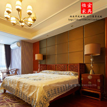 Hangyi Hedgehog wedding bed solid wood mahogany furniture modern neo - Chinese flower wood 1 8 m double bed customized