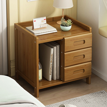 Net red student mini with pumping bedside table Simple small cabinet Bedroom solid wood Nanzhu modern simple shelf