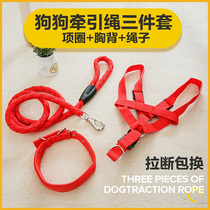 Dog traction rope Small medium large dog chain Dog walking rope Golden Retriever Teddy strap Collar Pet supplies