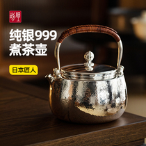 Fine workshop Japanese silver kettle Sterling silver 999 kettle Teapot Making teapot Making teapot Handmade Silver playing silver kettle
