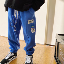 JUSTIN childrens spring clothing electric blue sports pants boys foreign style Tide brand street dance loose tie mouth casual long pants